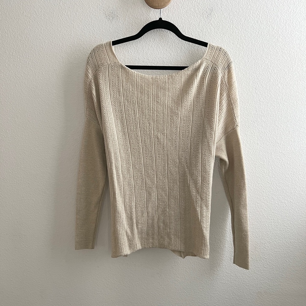 10 Crosby Derek Lam Champagne Wool Cross Back Sweater